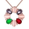 Luxury Women Necklace Bouquet Rhinestone Opal Glass Crystal Necklace
