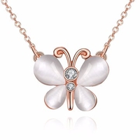 Luxury Women Necklace Butterfly Opal Rhinestone Necklace Gift