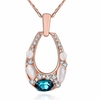 Luxury Women Necklace Oval Hollow Opal Glass Crystal Rhinestone Necklace