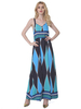 Lztlylzt Women Geometric Print Backless Slit V-neck Sleeveless Maxi Dress