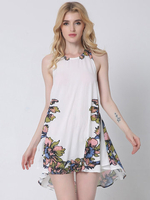 Lztlylzt Women Sexy Floral Backless Loose Sleeveless Mini Dress
