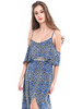 Lztlylzt Women Sexy Floral Print Hollow Off-shoulder V-neck Maxi Dress