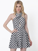 Lztlylzt Women Sexy Polka Dot Halter Backless Sleeveless Mini Dress