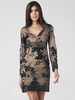 Lztlylzt Women Sexy Sequins V-neck Long Sleeve Mini Dress