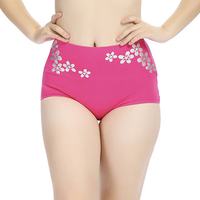 M-2XL Women Floral Cotton Seamless Panties High Waist Abdomen Control Underwear