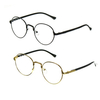 Man Women Retro Oval Gold Full Rim Eyeglass Frames Plain Clear Spectacle Glass