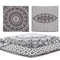 Mandala Indian Bohemian Elephant Square Cushion Case Floor Pillow Seating Cover