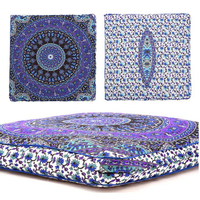 Mandala Indian Bohemian Purple Square Cushion Case Floor Pillow Seating Cover