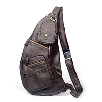Mans Chest Bags Cowhide Leather Crossbody Bags Leisure Messenger Sling Bags