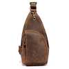 Mans Chest Bags Cowhide Leather Scrub Crossbody Bags Frame Leisure Messenger Sling Bags