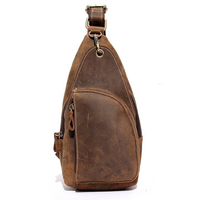Mans Chest Bags Cowhide Leather Scrub Crossbody Bags Frame Leisure Messenger Sling Bags