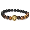 Matte Plastic Tiger Eye Stone Beads Lion Head Bracelet
