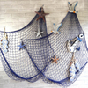 Mediterranean Style Decorative Fish Net With Shells Blue White Wall Hanging