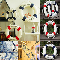 Mediterranean Style Welcome Aboard Decorative Life Buoy Home Decor