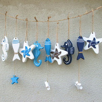 Mediterranean Style Wooden Fish Star Dolphin Hanging Nautical Decor Boat Ship Beach Wall Ornament