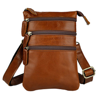 Men 10 Inch Genuine Leather Waist Bag Casual Crossbody Bag
