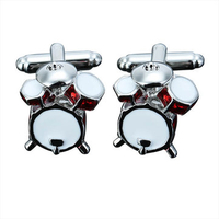 Men 3D Red White Drum Pattern Cufflinks Wedding Gift Suit Shirt Accessories