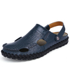 Men Beach Breathable Hollow Out Slip On Two Way Wearing Leather Sandals