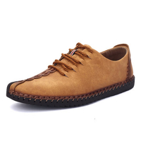 Men British Style Retro Stiching Soft Sole Lace Up Flat Cap-toe Casual Shoes