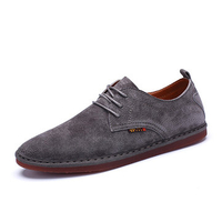 Men British Style Suede Pointed Toe Soft Sole Lace Up Casual Oxford Shoes