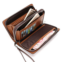 Men Business PU Leather Portable Bag Zipper Wallet Phone Bags For iPhone Samsung Xiaomi Huawei