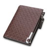 Men Business Short Cowhide Leather PU Zipper Wallet