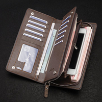 Men Business Wallet PU Multi-card Bit Phone Wallet For Iphone 6 Plus Samsung Xiaomi Huawei