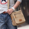 Men Canvas Bag Outdoor Leisure Multi Pocket Shoulder Bag Vintage Solid Crossbody Bag
