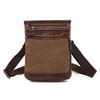 Men Canvas Casual Zipper Black Khaki Coffee Shoulder Crossbody Bag Wasit Bag