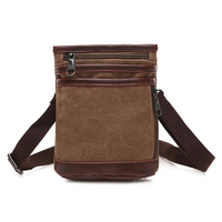 Men Canvas Casual Zipper Black Khaki Coffee Shoulder Crossbody Bag Wasit Bag