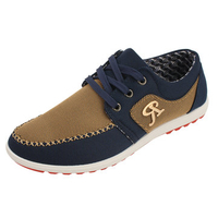 Men Canvas Color Blocking Breathable Flat Lace Up Sport Casual Shoes