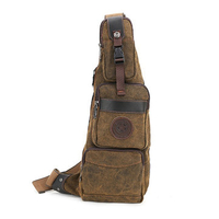 Men Canvas Leisure Chest Bag Crossbody Bag Outdoor Travel Hiking Fishing Multifunction Shoulder Bag