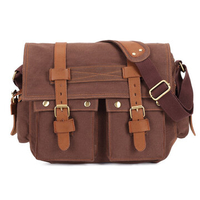 Men Canvas Microfibric Leather Casual Outdoor Messenger Shoulder Bag Crossbody Bag