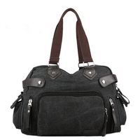 Men Canvas Multi-pocket Handbags Casual Retro Crossbody Bag Leisure Travel Shoulder Bag