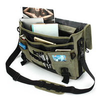 Men Canvas Multifunctional Big Capacity Outdoor 17.3 Inch Laptop Crossbody Bag Handbag