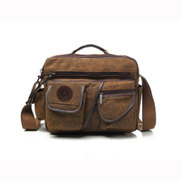Men Canvas Travel Casual Crossbody Bag Mul-ti Pockets Shoulder Bag