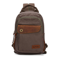 Men Canvas Vintage Rucksack Military Shoulder School Hiking Backpacks Chest Bags