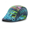 Men Casual Leaf Printing Beret Cap UV Protection Sun Visor Flat Peaked Hat