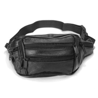 Men Casual Soft Leather Waist Bag Zippered Outdoor Sports Crossbody Bag