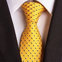 Men Classic Black&Gold Striped Tie Woven Jacquard Silk Suits Necktie