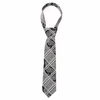 Men Classic Geometric Black White Woven Silk Tie Wedding Party Business Necktie