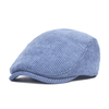 Men Cotton Blend Stripe Casual Beret Cap Belt Buckle Adjustable Cabbie Gentleman Hat