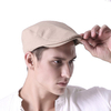 Men Cotton Solid Color Beret Cap Adjustable Buckle Paper Boy Cabbie Golf Gentleman Hat