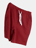 Men Cotton Solid Color Elastic Waist Drawstring Casual Loose Sports Shorts Five Colors