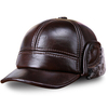 Men Cowhide Genuine Leather Baseball Cap Earflaps Earmuff Bomber Velvet Linen Hat
