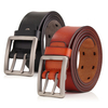 Men Cowskin Genuine Leather Twill Head Belt Alloy Double Pin Buckle Casual Pants Strip Waistband