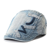 Men Denim Cotton Embroidered Beret Cap Casual Outdoors Peaked Hat
