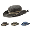 Men Denim Stripe Bucket Boonie Sun Hats Hunting Fishing Outdoor Military Wide Brim Caps