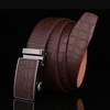 Men Embossing Gird Automatic Buckle Black Brown Second Layer Leather Belt Business Strap