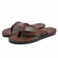 Men European Style Slippers Knitting Clip Toe Flat Beach Flip Flops